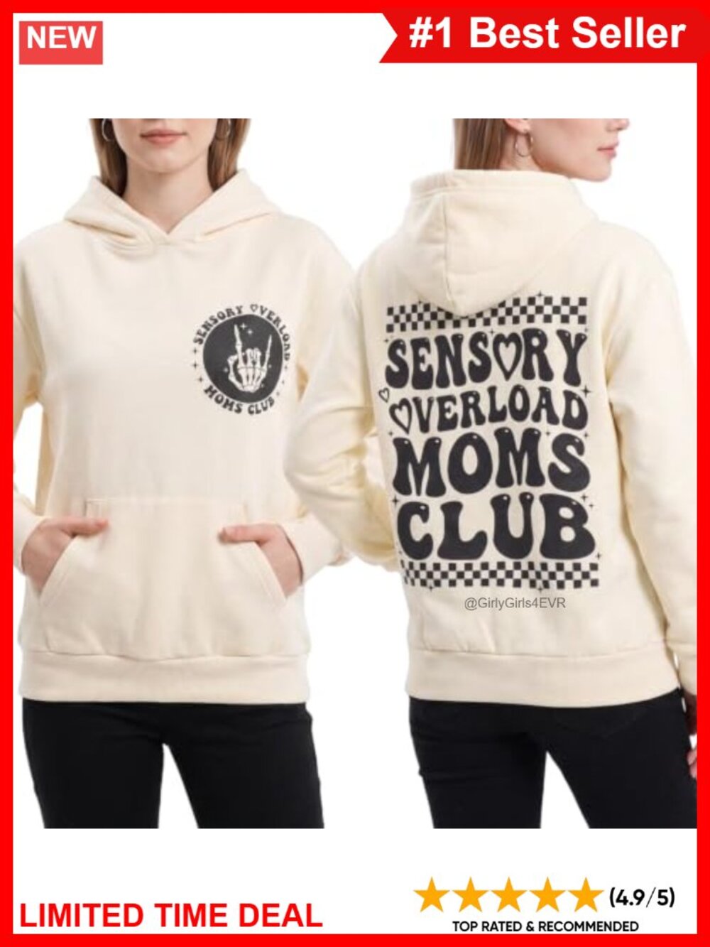 Mom Club Hooded Sweatshirt Pullover Long Sleeve Cotton Casual